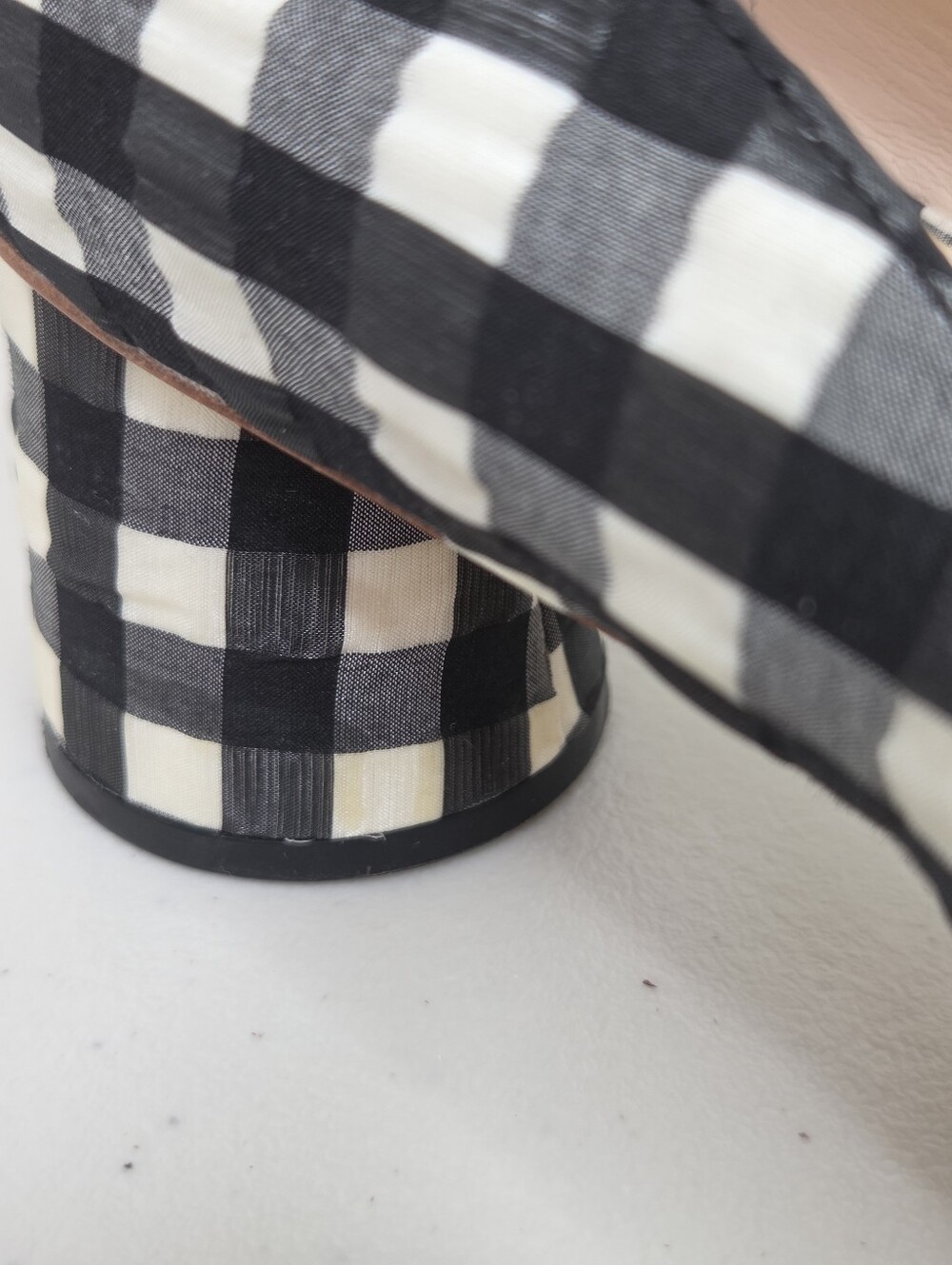 Loeffler Randall Ina Black & White Gingham Checkered Block Heel Almond Toe Pumps - Picture 10 of 16